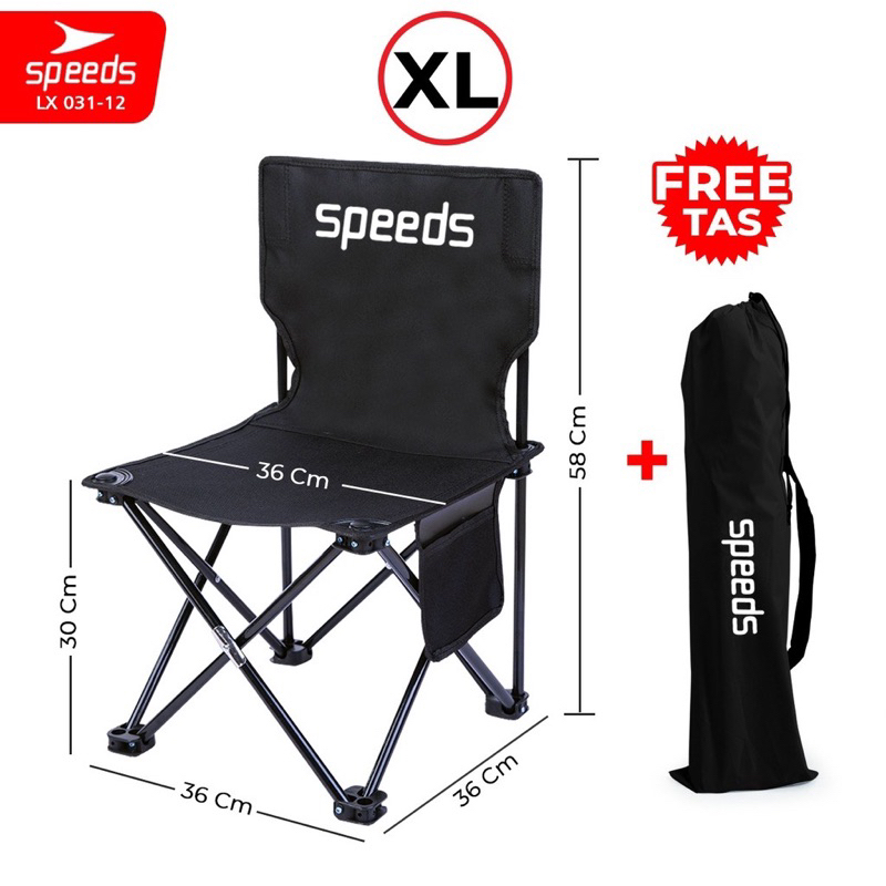 Product image SPEEDS Kursi Lipat Kusi Bulat Camping Moon Folding Chair Mancing Alam Piknik Outdoor 031-14 031-13 XL hitam