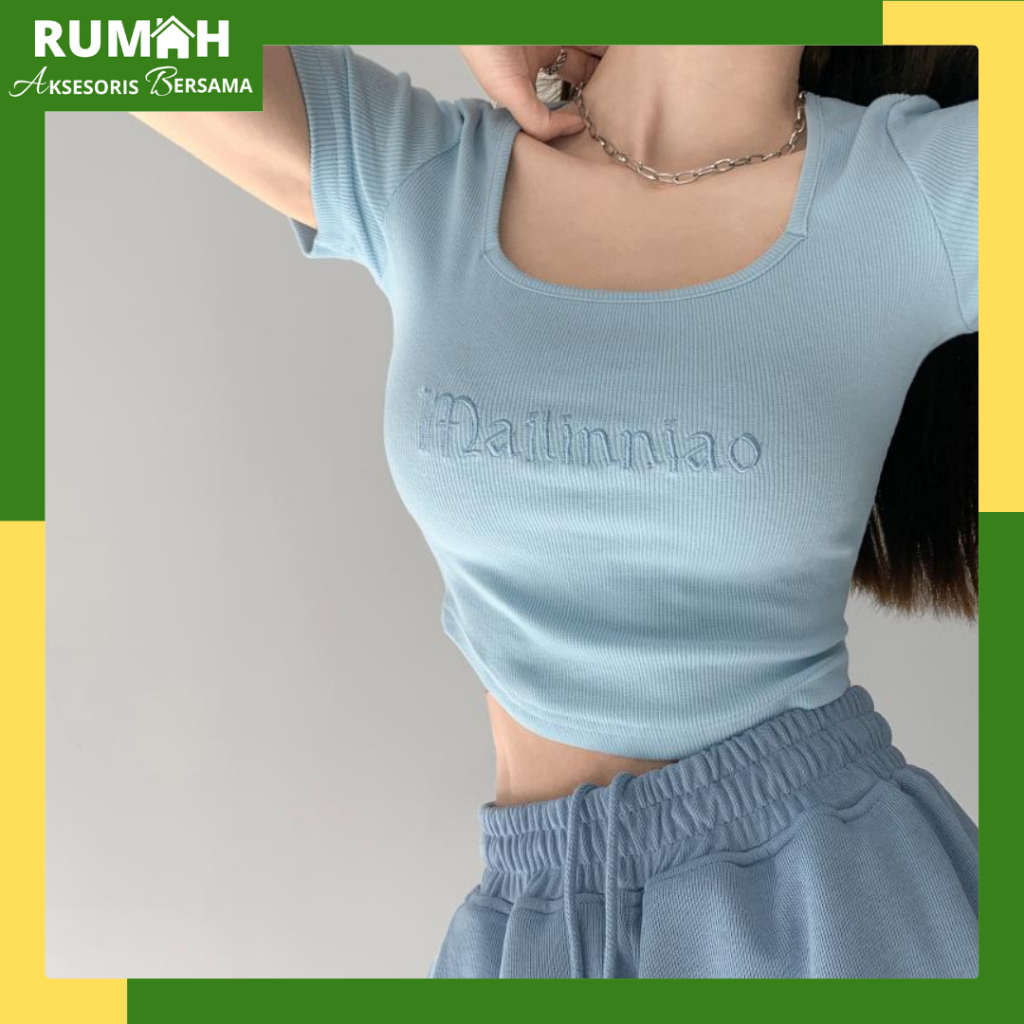 Nevada Solid Rib Kaos Crop Wanita