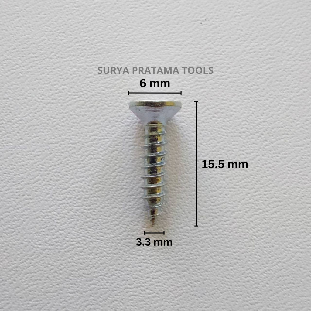 Jual Sekrup Cacing JF 6 mm x 5/8 inch Isi 100 Pcs / Skrup Tapping 6 mm ...