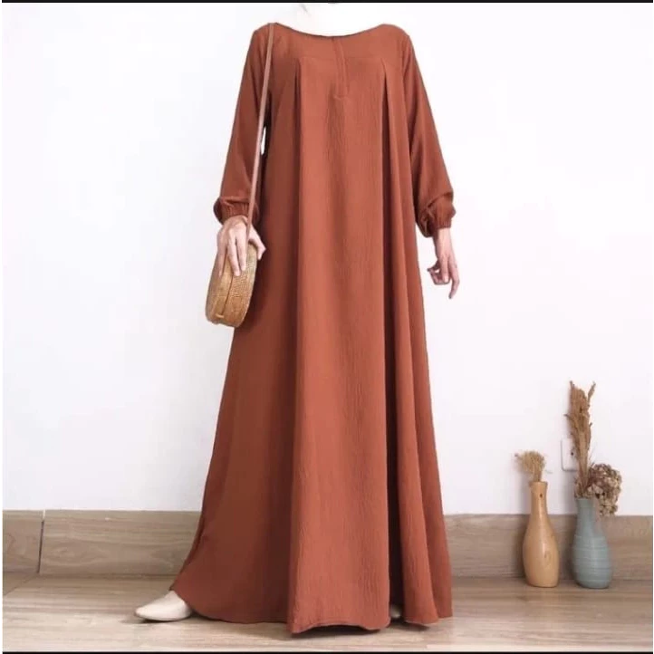 Detail Bahan Crinkle Premium Gamis Polos