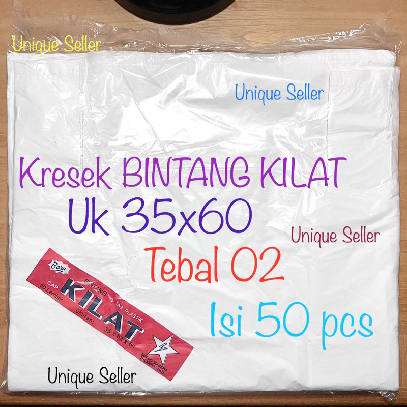 Jual Kresek Bintang Kilat 35x60 Tebal 02 Isi 50 Kantong Kresek Uk 35 Putih Tebal Kantong 