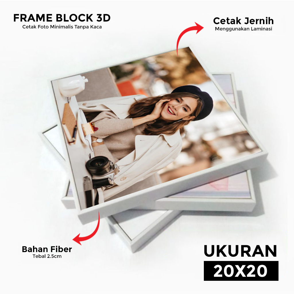 Jual CETAK FOTO BINGKAI FIBER 20x20 FRAME BLOCK TEBAL TANPA KACA ...