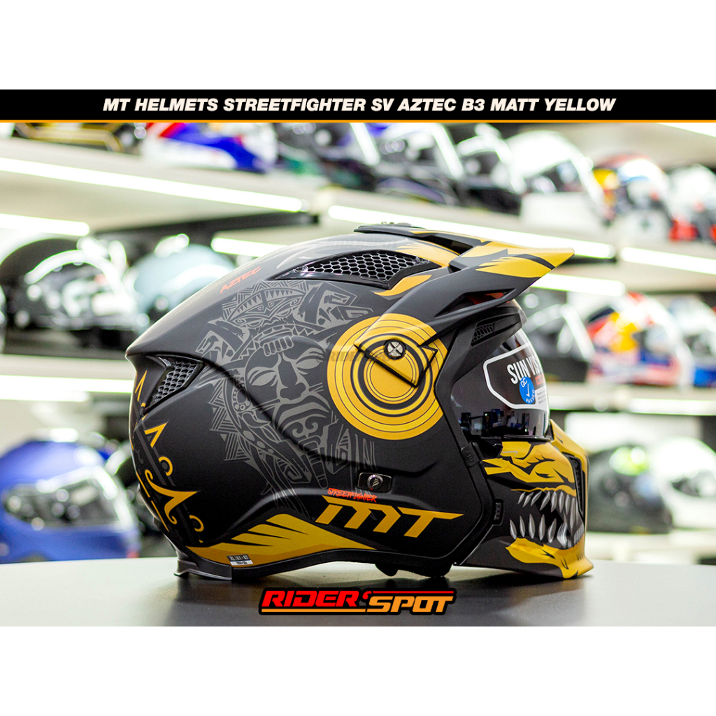 Jual Helm Motor MT Helmets Streetfighter SV Aztec B3 Matte Yellow Not ...