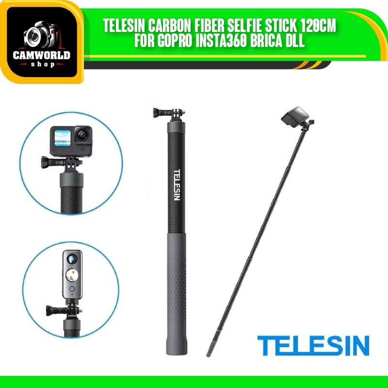 Jual TELESIN Carbon Fiber Selfie Stick 120CM For GoPro Insta360 Brica