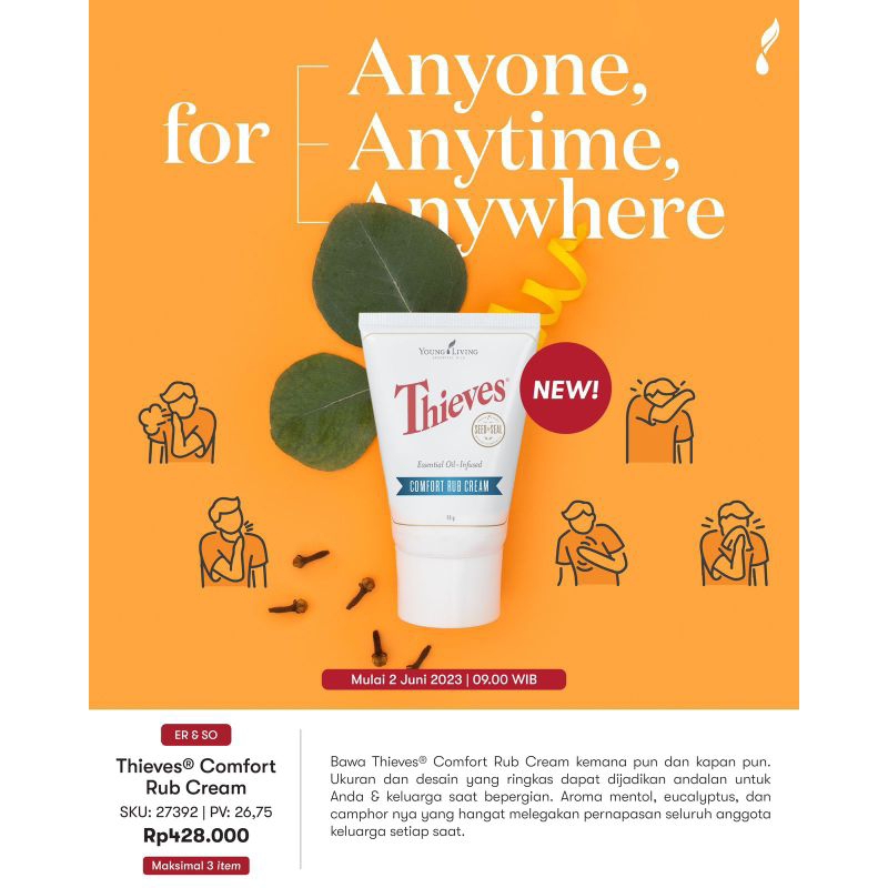 Jual YL thieves comfort chest rub cream young living,thieves cream