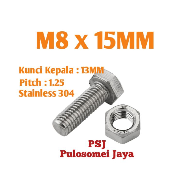 Jual Baut Mur Stainless M X Mm Bolt Nut Stainless Steel