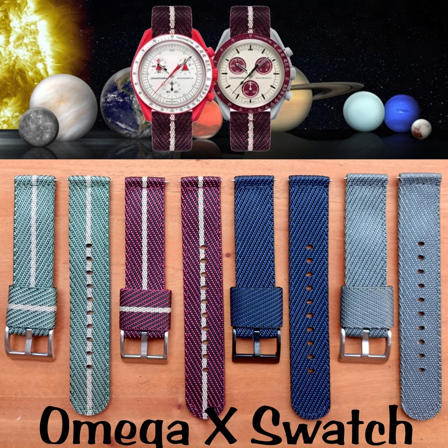 Jual Tali Jam Tangan Nylon Moonswatch Strap Kanvas Omega X Swatch 7002.