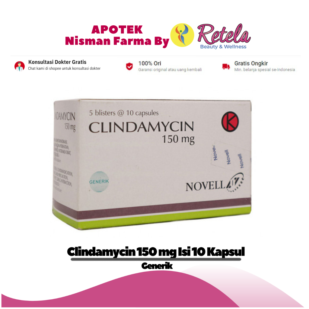 Jual CLINDAMYCIN 150MG 1 STRIP 10 CAPSUL | Shopee Indonesia