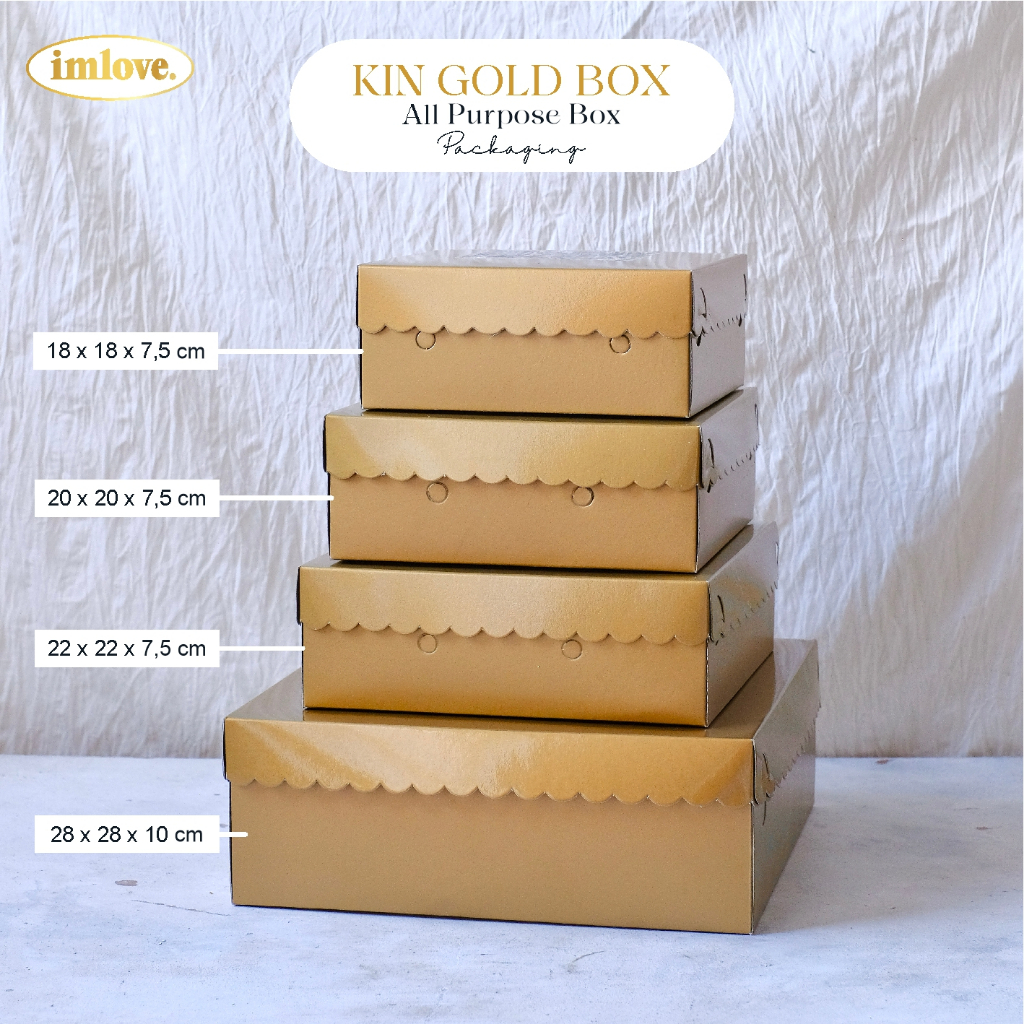 Jual KIN Box Emas Dus Kue Serbaguna Gold Cake Box Mika Packaging ...