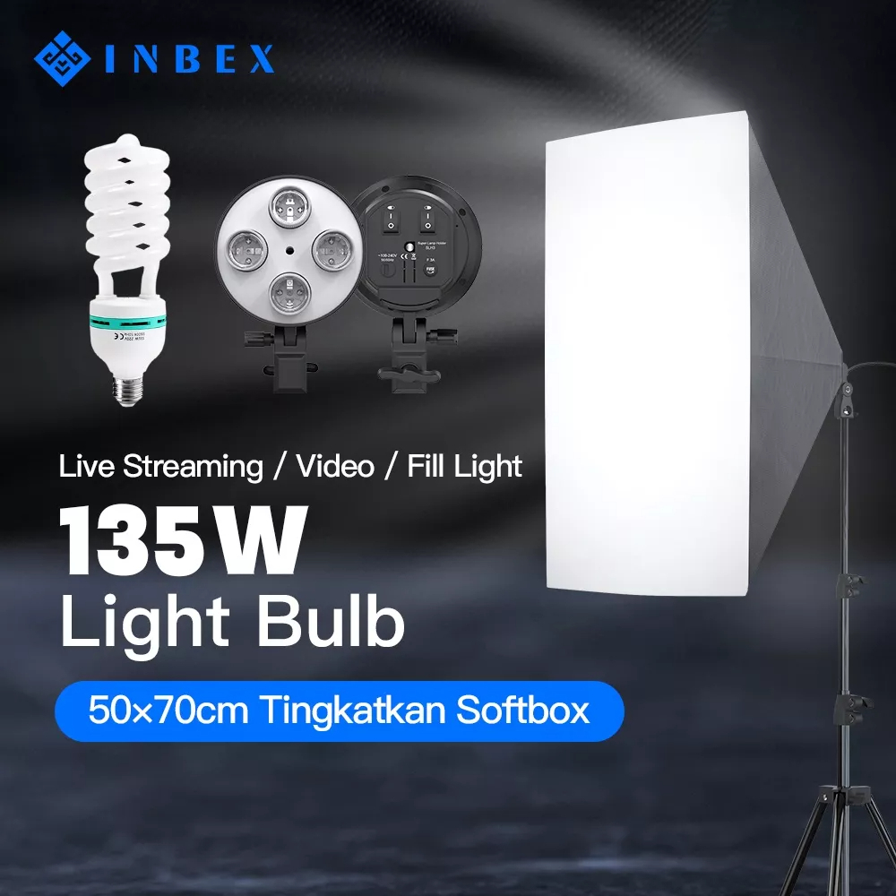 Jual INBEX Paket Softbox 4 Socket E27 50x70cm Photo Studio Set Light