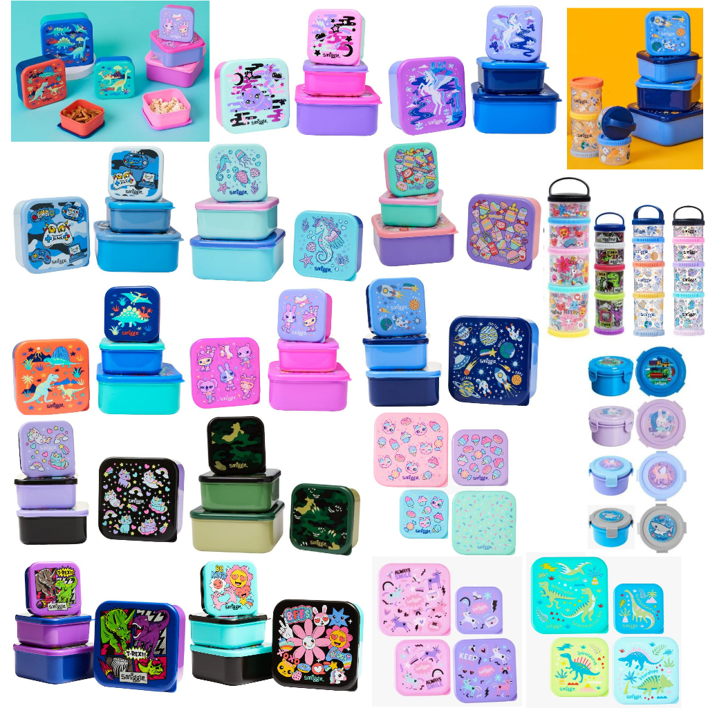 Jual Smiggle containers 4 in 1 / snack & stack / snack around / dino