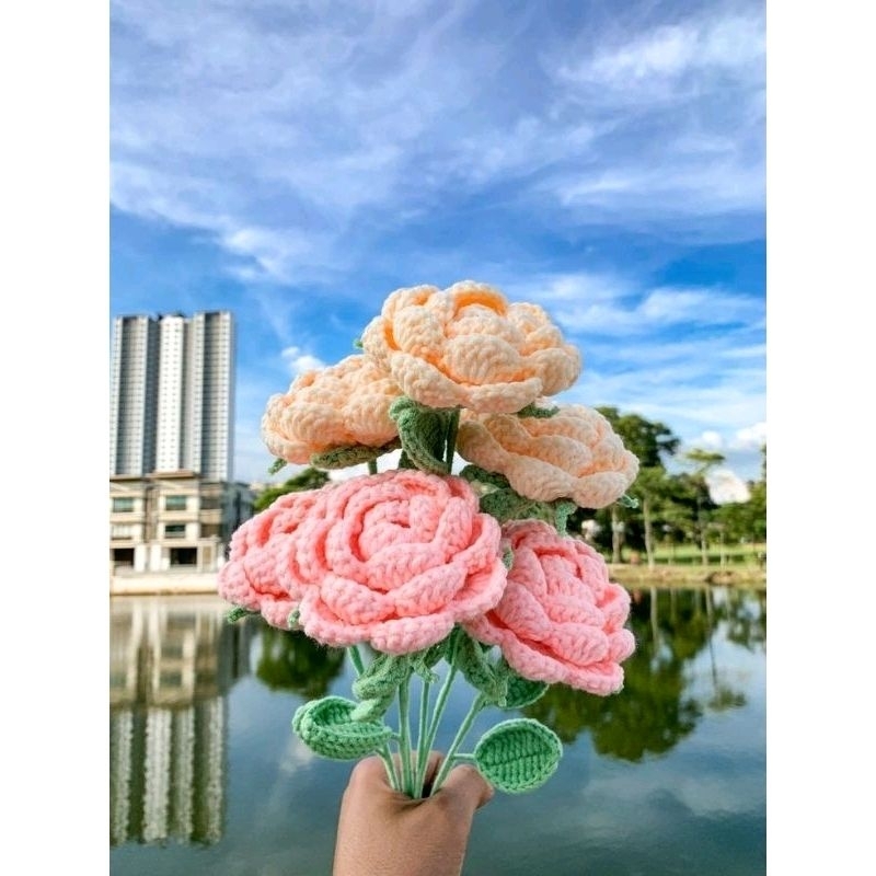 Jual SMALL ROSE FLOWER CROCHET / Bunga Mawar Rajut Kecil | Shopee Indonesia