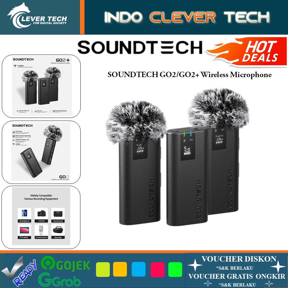 Jual SOUNDTECH GO2+ Wireless Microphone 2.4Ghz Dual-Channel Omni ...