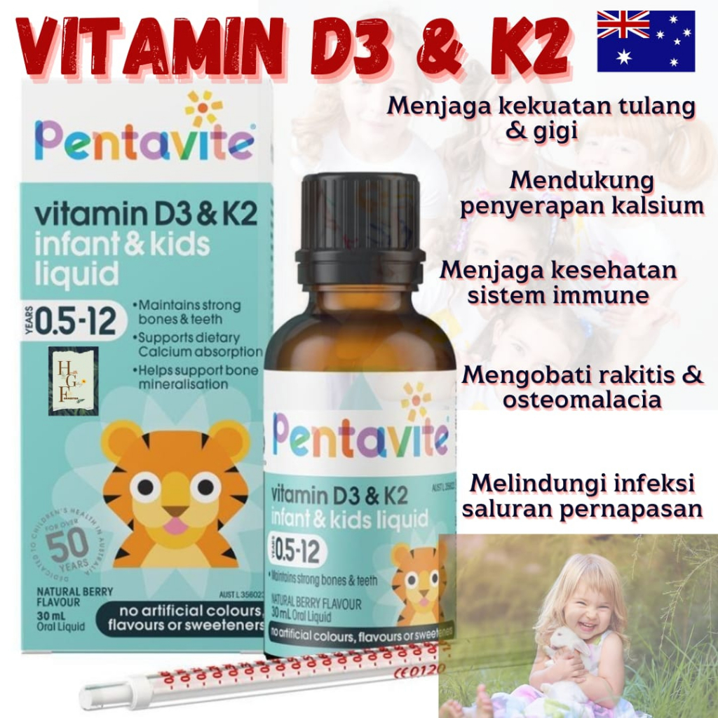 Jual Pentavite Vitamin D3 & K2 Kids Liquid 30ml vitamin anak Shopee Indonesia
