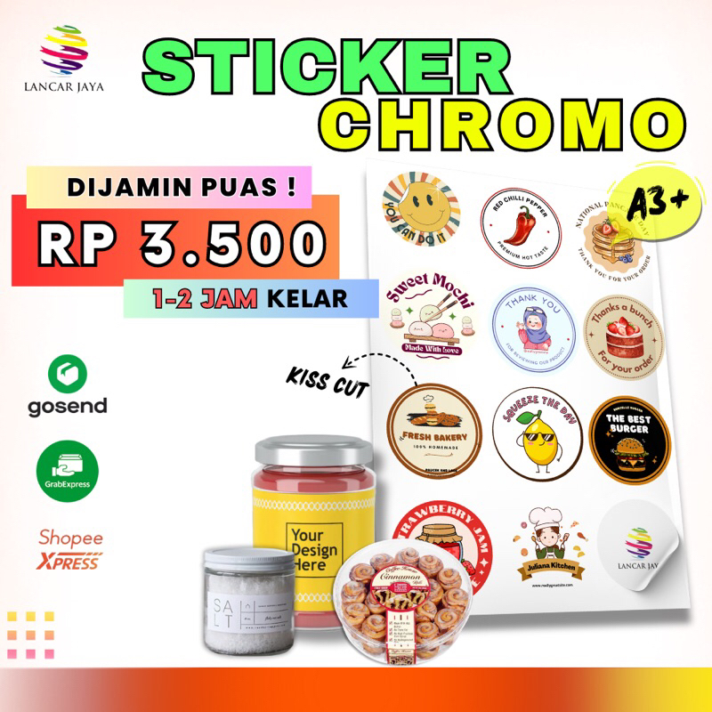 Jual Sticker Chromo A3 Sticker Kemasan Sticker Label Makanan Sticker Custom Shopee 0900