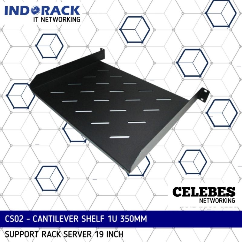 Xclio 1U Universal Cantilever Shelf 250mm Black LN53860 - CABSHELF-FE-250 U