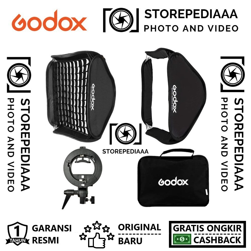 Godox SFGV8080 Opvouwbare Softbox 80x80 Cm Met Grid – Bowens-mount En S-type Beugel Voor Speedlites