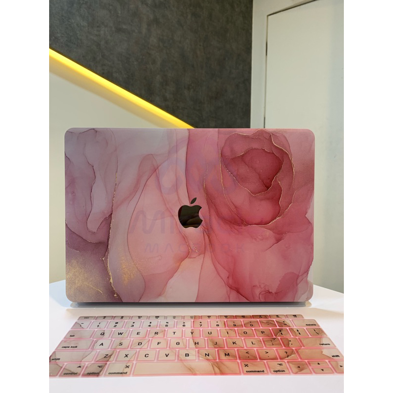Jual Macbook Case Marble Pink Sky Set With Keyboard Cover