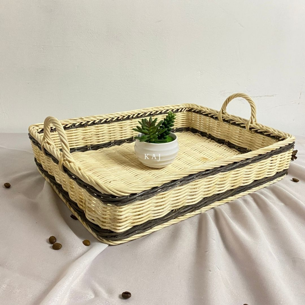 Jual TRAY KERANJANG ROTAN PERSEGI PANJANG UK 40X30X8CM/TRAY ROTAN ...
