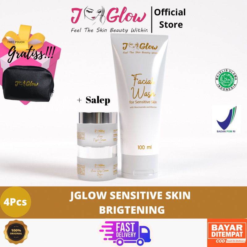 Jual JGLOW SKINCARE PAKET SENSITIF UNTUK KULIT YANG MUDAH KEMERAHAN DAN ...