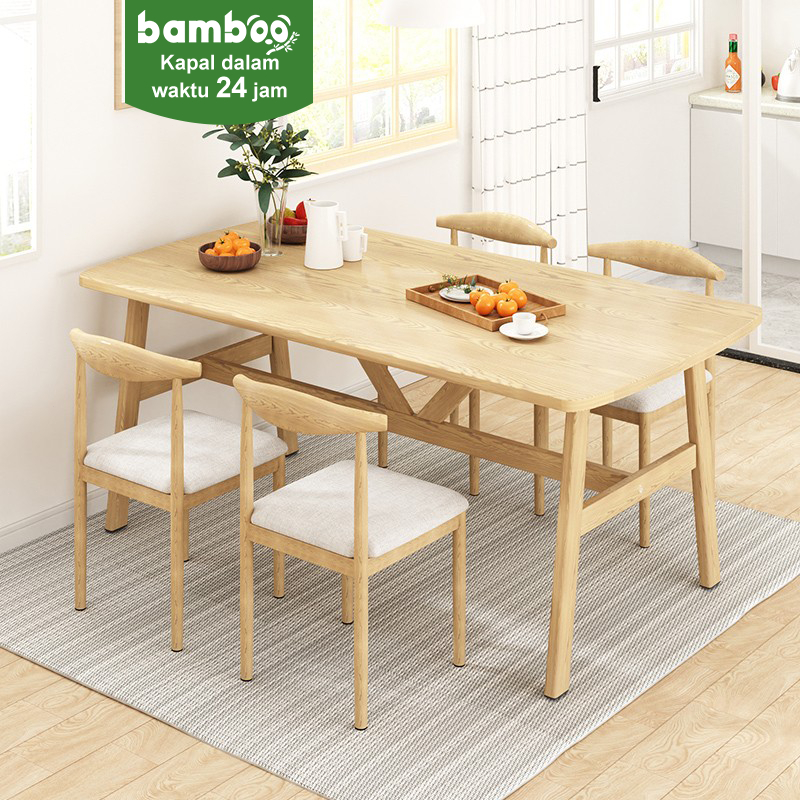 Jual Bamboo Meja Makan Minimalis Kayu Meja Kayu Solid 140CM Meja ...