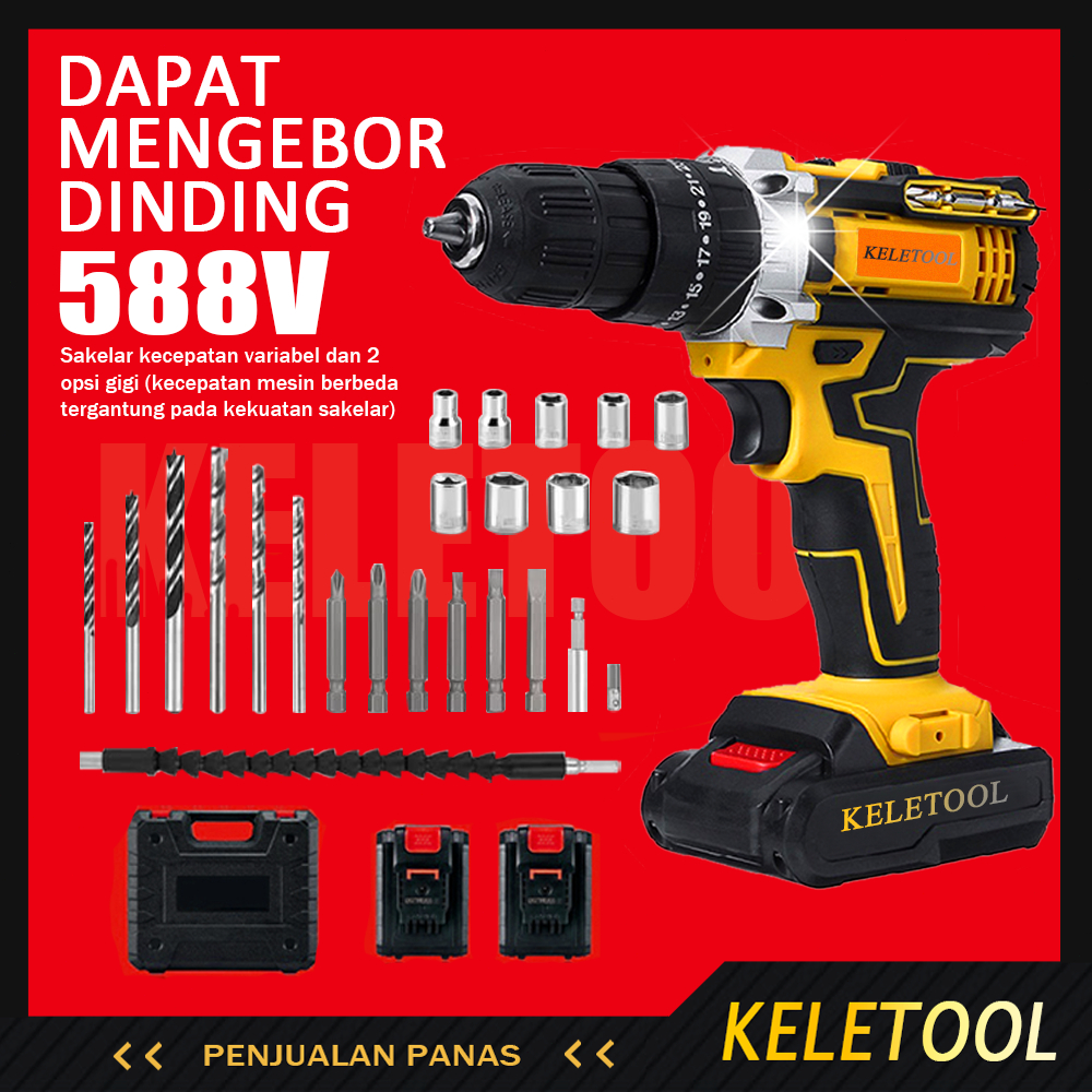 Jual Fast Deliverykeletool V Listrik Cordless Hammer Impact Drill