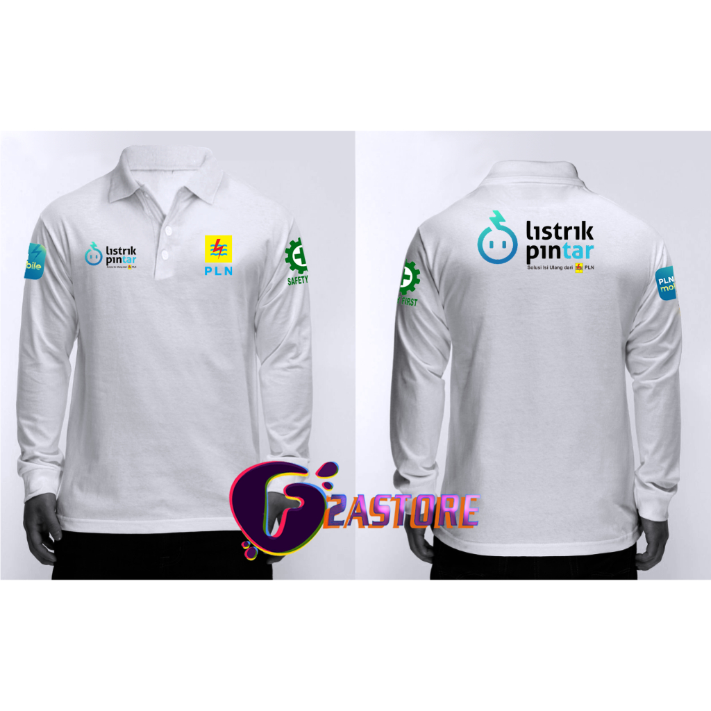 Jual Baju Kerah Mode Polo Listrik Pintar Depan Logo Pln Baju Pln Mobile Dan Logo Safety First