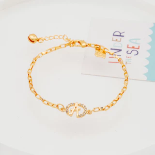 Hyl Jewelry 335B Gelang Titanium Huruf Wanita Nama Murah Korea Fashion Abjad Karat Selamanya Anti Inisial Couple Rantai Asli