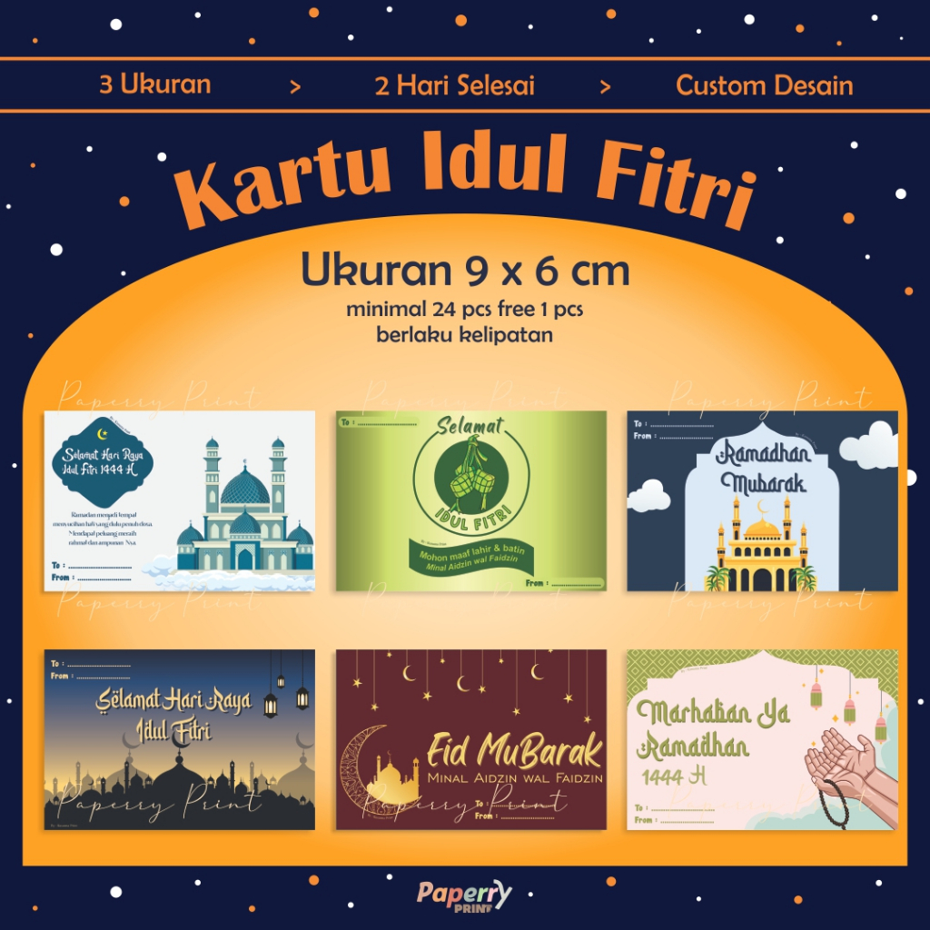 Jual [9 x 6 cm] Kartu Ucapan Idul Fitri / Kartu Ucapan Lebaran / Kartu