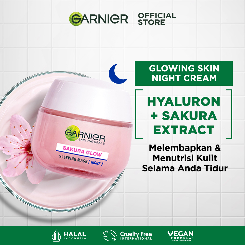 Jual Garnier Sakura Glow Sleeping Mask Night Cream Skin Care 50ml
