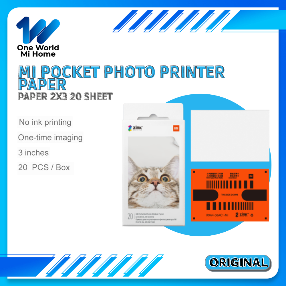 Jual Xiaomi ZINK 3-inch Paper 20/60/100/200 PCS High Quality Self ...