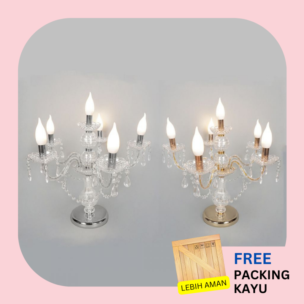 Jual Standing Lamp Lampu Berdiri Lampu Hias LED Gold 6 LED Transparent