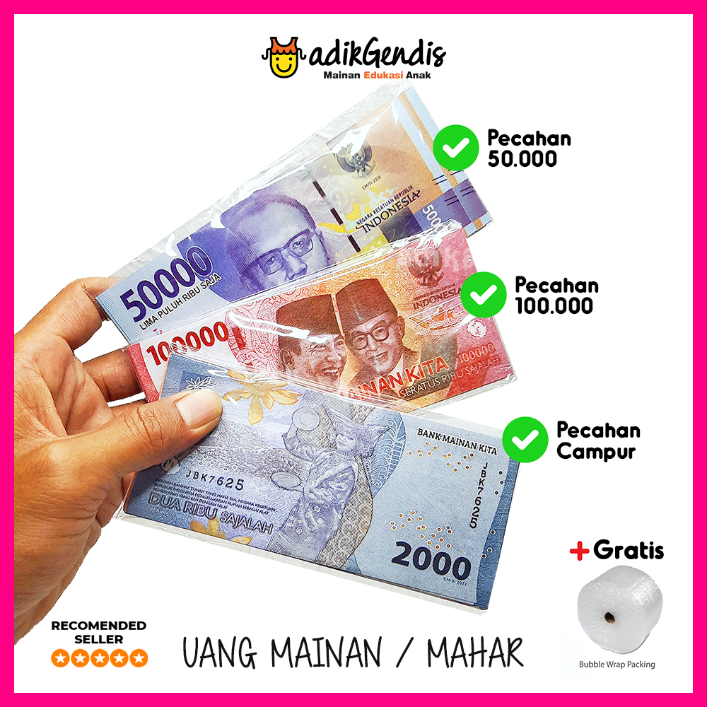 Jual Mainan anak uang kertas mainan isi 60 lembar dan pecahan 100 / 50 ...