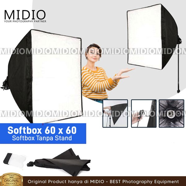 Jual Midio Softbox 60x60 Single Socket E27 Foto Studio + Kain Diffuser ...