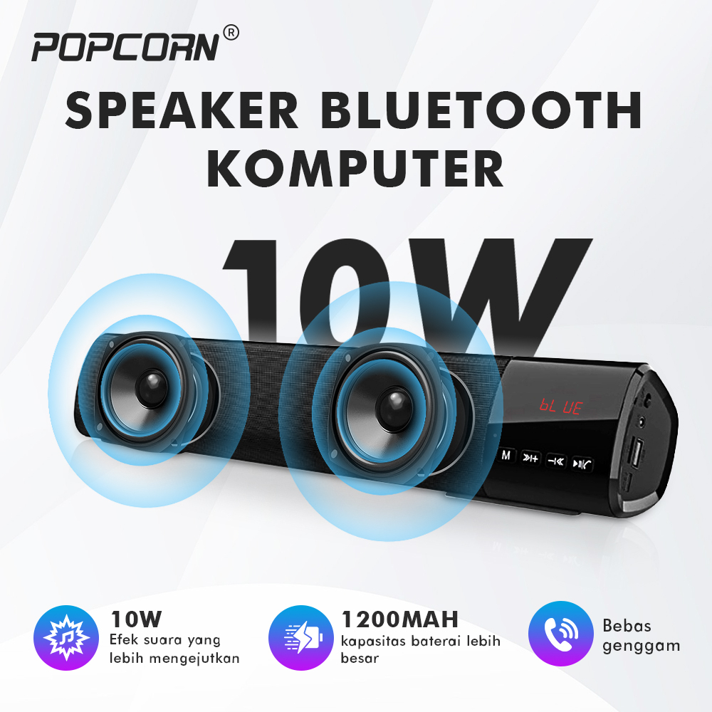 Jual POPCORN Speaker Bluetooth Multifungsi Soundbar Rumah Subwoofer 10W