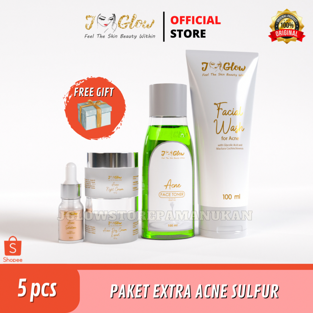 Jual Jglow Skincare Paket Extra Acne Sulfur / Perawatan Wajah Extra