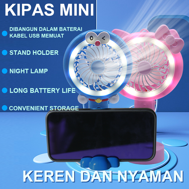 Jual Kipas mini led tangan usb portable charger mini fan led light ...