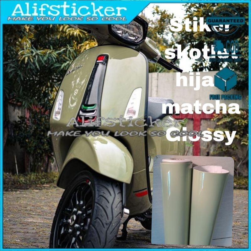 Jual Skotlet Stiker Hijau Matcha Glossy Premium Scotlite Motor Hijau