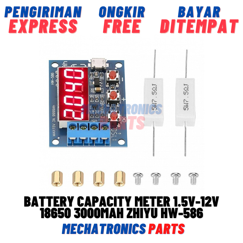 Jual Battery Capacity Meter 1.5V-12V 18650 3000mAH Zhiyu HW-586 ...