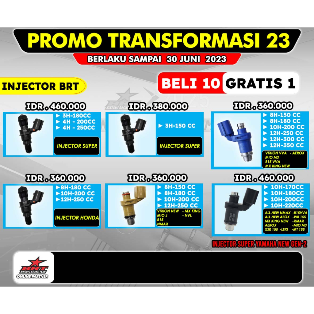 Jual INJECTOR RACING VIXION NEW/MIO J/R 15/NMAX/NVL/MX KING BRT ...