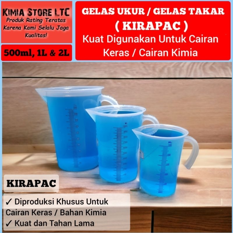 Jual Gelas Ukur Gelas Takar Kuat Untuk Cairan Keras Bahan Kimia Kirapac Shopee Indonesia 9241