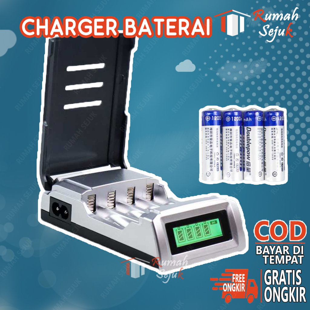 Jual Paket Charger Baterai Slot AA / AAA Bonus 6 Battery Cas ...