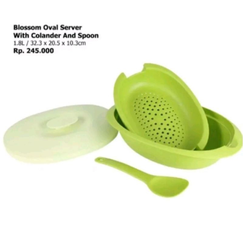 Jual Tupperware Blossom Oval Server Rice Server Toska / Peach Wadah