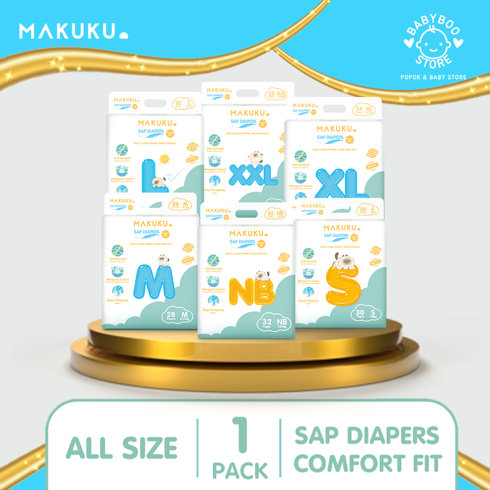 Jual MAKUKU SAP Diapers Comfort Fit NB/S/M/L/XL/XXL X 1 Pack Type Pants ...