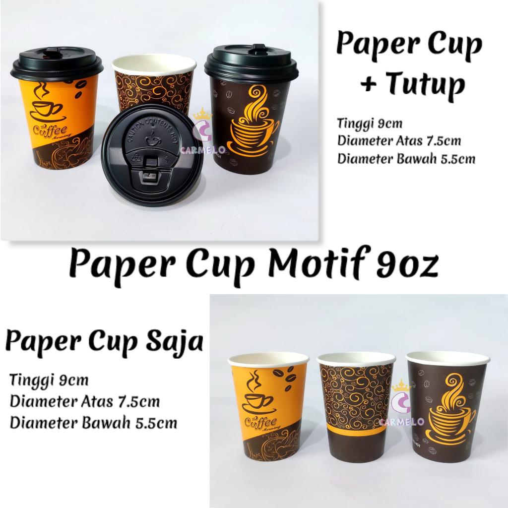 Jual Paper Cup Motif 9oz 220ml Isi 50pc / Paper Cup Murah / Paper ...