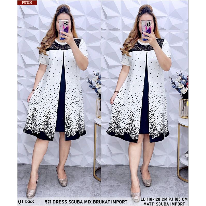 Jual 571 / 3015 / 3016 / 3017 DRESS SCUBA MIX BRUKAT IMPORT 3018 / 3019