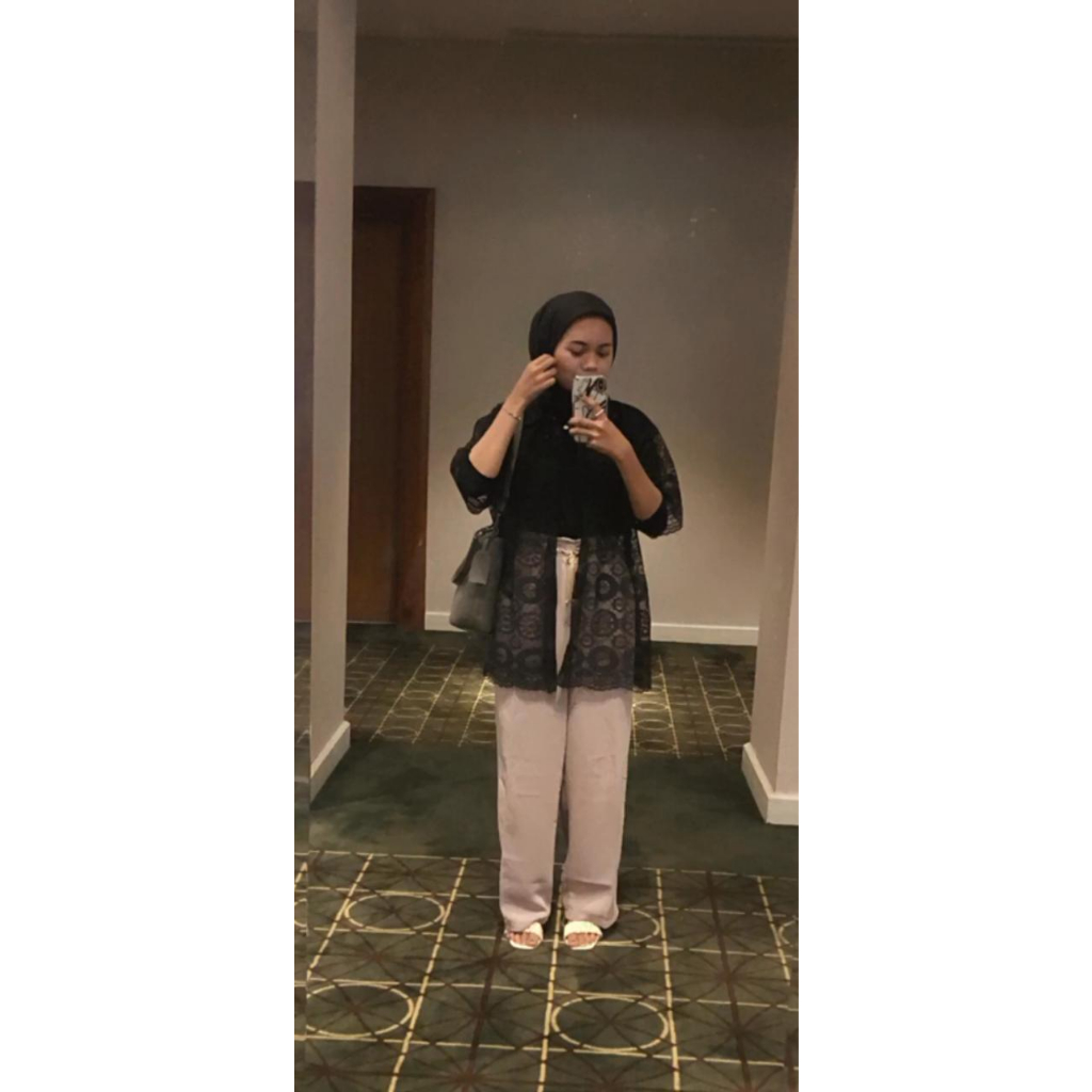 Jual Outer Brukat Black Kemeja Brukat Premium Atasan Brukat Kekinian