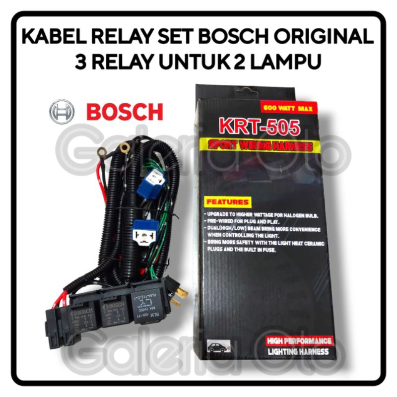 Jual Kabel Relay Set 2 Lampu / 3 Relay BOSCH HLM KOMPLIT ( 100 ORIGINAL / ASLI ) Untuk Lampu H4