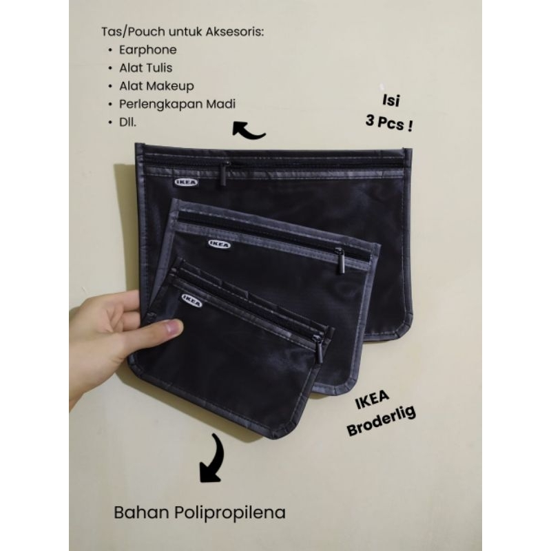 Jual TAS AKSESORIS / POUCH HITAM ISI 3 PCS | Shopee Indonesia