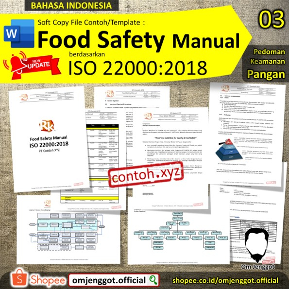 Jual Contoh Template Pedoman Keamanan Pangan Food Safety Manual